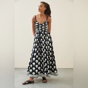 Anthropologie Black and White Printed Maxi Dress